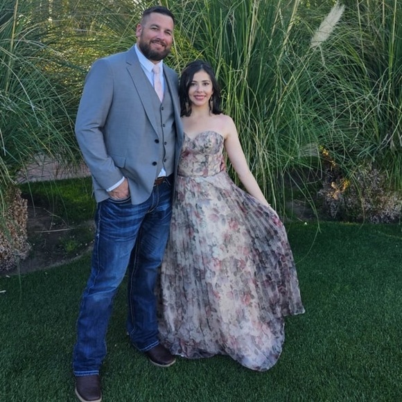 Most Beautiful Day Ivory Multi Floral Print Organza Maxi Dress - Picture 4 of 9